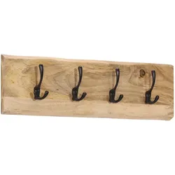 Helloshop26 - Wandgarderobe mit 4 Haken praktisch Flur Diele 82 x 22 x 7 cm aus natürlichem Mangoholz