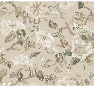Ronald Redding Marguerite Vine Taupe Wallpaper