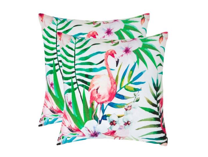 OUTDOOR-KISSEN 2er-Set 45/45 cm – Flamingo & Blumen