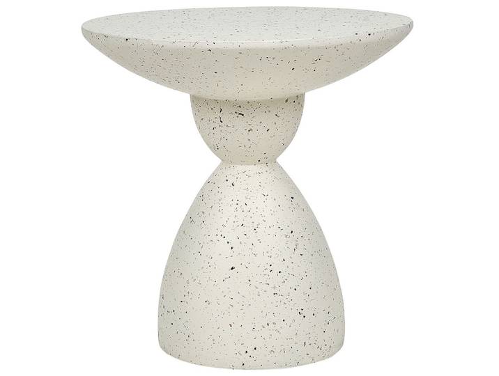 GARTENBEISTTELLTISCH Beton cremeweiß Terrazzo Optik rund 50 cm Caffi