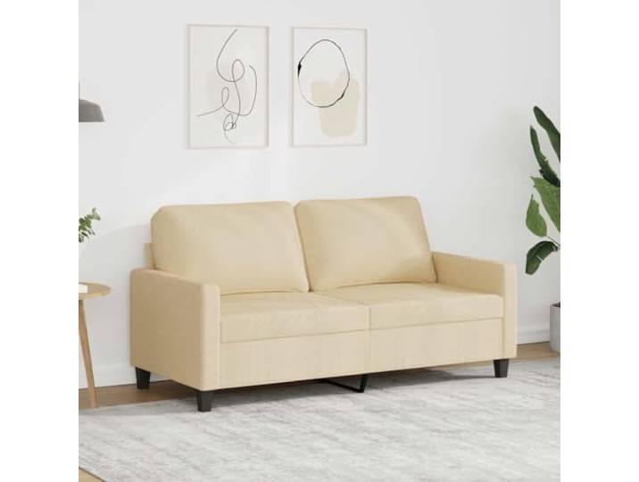 HEFZGDB 2-Sitzer Sofa Creme 140 cm Stoff Bezug Modernes Design Wohnzimmer Sitzgruppe Bequem Langlebig Strapazierfähig Metallgestell Robust Stabilität Dick Gepolsterte Sitzflächen