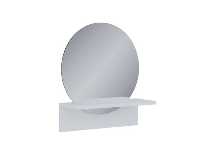 Vicco Badezimmerspiegel Elyra, Weiß, 40 x 47.5 cm Runde Spiegelfläche · Integrierte Ablage · Für Deko & Accessoires · Vielseitig einsetzbar