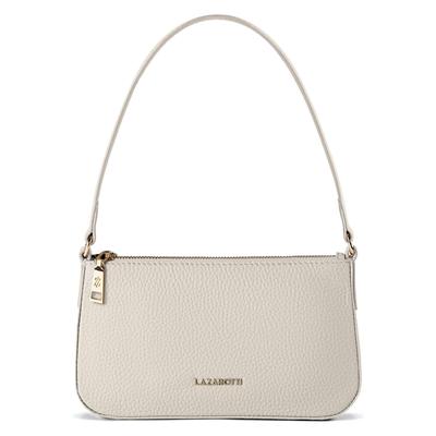 Schultertasche LAZAROTTI "Bologna Leather Pochette Schultertasche Leder 22 cm", Damen, Gr. B/H/T: 4cm x 12cm, beige, Leder, Taschen Schultertasche