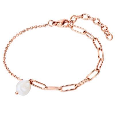 Armband VALERO PEARLS "VP780", rosa (roségold), Armbänder, Damen, Edelstahl, Armband, mit Süßwasser-Zuchtperle