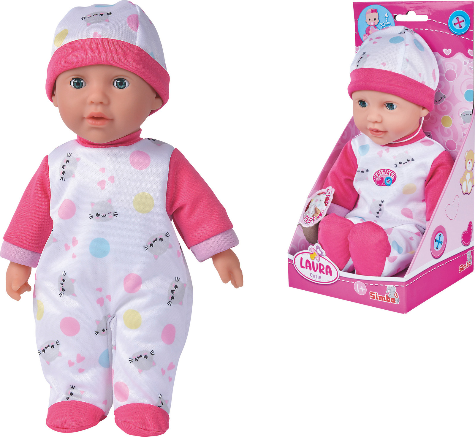 Simba Toys Laura Cutie zachte pop met geluid, 30 cm