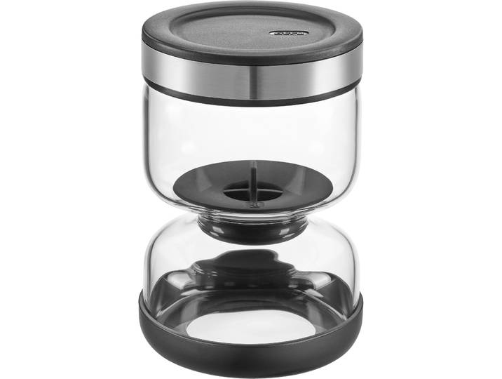 Gefu Abtropfsieb Lavina transparent / schwarz / chrom Borosilikatglas / Kunststoff / hochwertiger Edelstahl / Silikon D 10 cm - Abtropfsieb