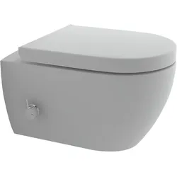 Alpenberger Spülrandloses Dusch WC mit seitlich eingebauter Einhebelarmatur inkl. Kalt-Warm Wasser Anschluss | WC-Sitz mit Absenkautomatik