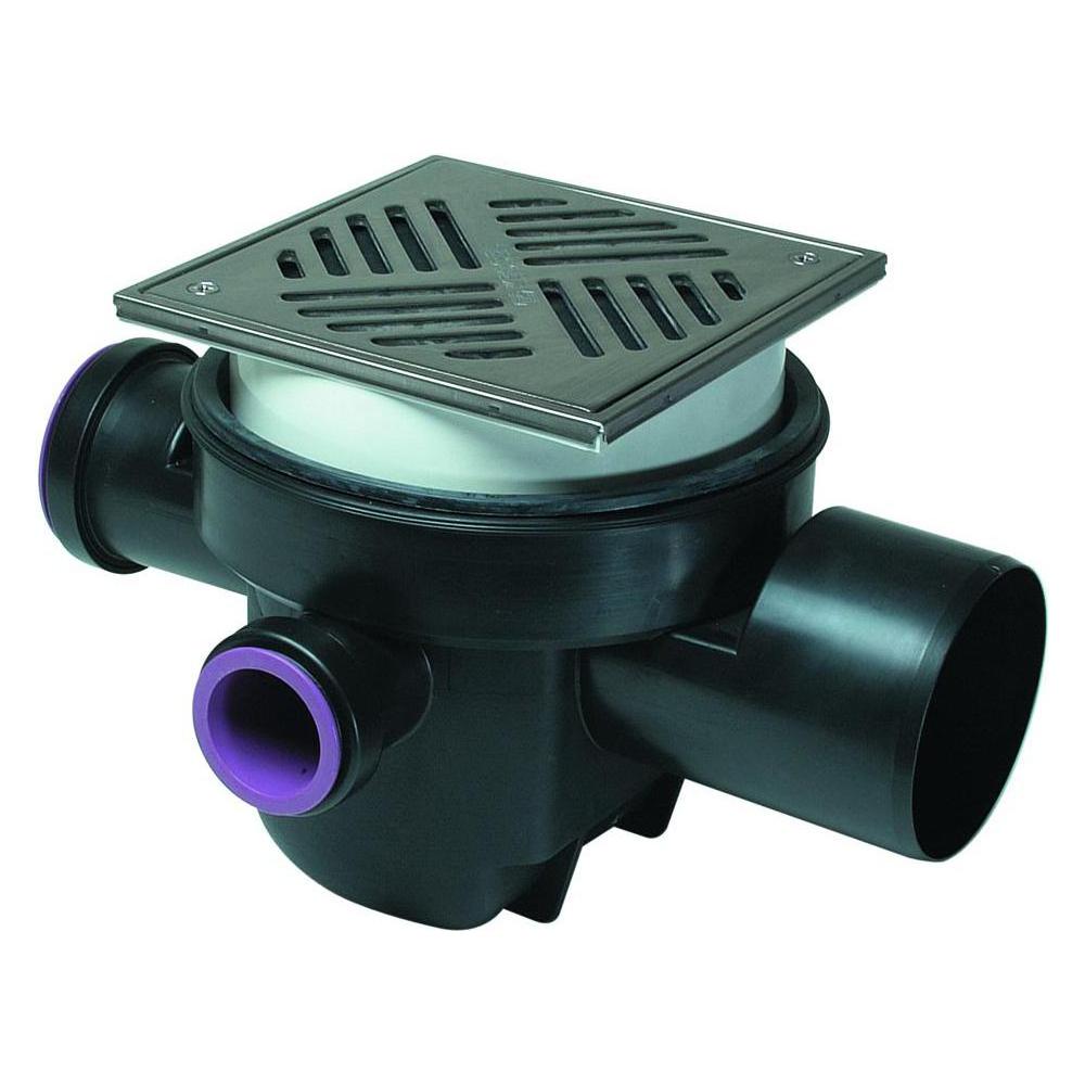 Kessel Universaler Kellerablauf DN 100 schwarz mit Rost 200x200 (154072016)