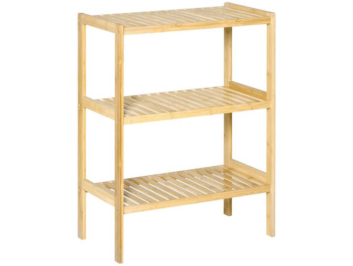 ComfortXL Schuhregal De-09359 3 Regalböden aus Bambus Natur, Naturfarben, Naturmaterialen, 62x80x33 cm, Garderobe, Schuhaufbewahrung, Schuhregale