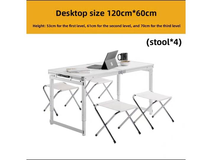 Ensemble table et chaises pliantes d'extérieur, ensemble une table quatre chaises pour cour, ensemble table et chaises pliantes portables pour le camping