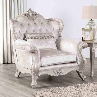 Esofastore Traditional Off White Finish Tufted Back Wing Back Sofa Furniture Set