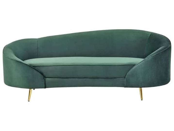 Beliani 2er Sofa Samt grün gebogen oval mit goldenen Metallbeinen Retro Glamourös Savar