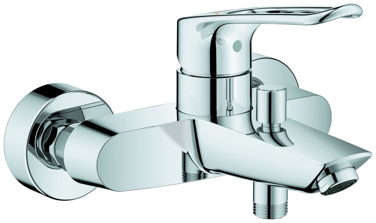 GROHE Wannenarmatur Eurosmart 25241_3 Wandmontage offener Hebel chrom, 25241003 25241003