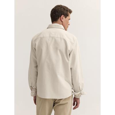 Langarmhemd BUGATTI "Regular Fit", Herren, Gr. L, Normalgrößen, beige (20, ecru), 100% Baumwolle, unifarben, regular fit, Hemden, Regular Fit Cord Overshirt Baumwolle