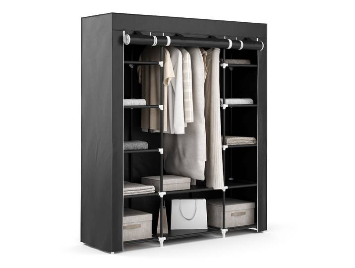 Faltschrank mit rollbaren Türen 150 x 175 cm schwarz