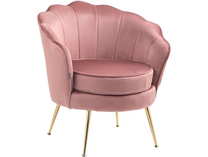CLP Sessel Rosita I Polsterstuhl Mit Samt-Bezug I Gold-Farbiges Metallgestell, Farbe: rosa