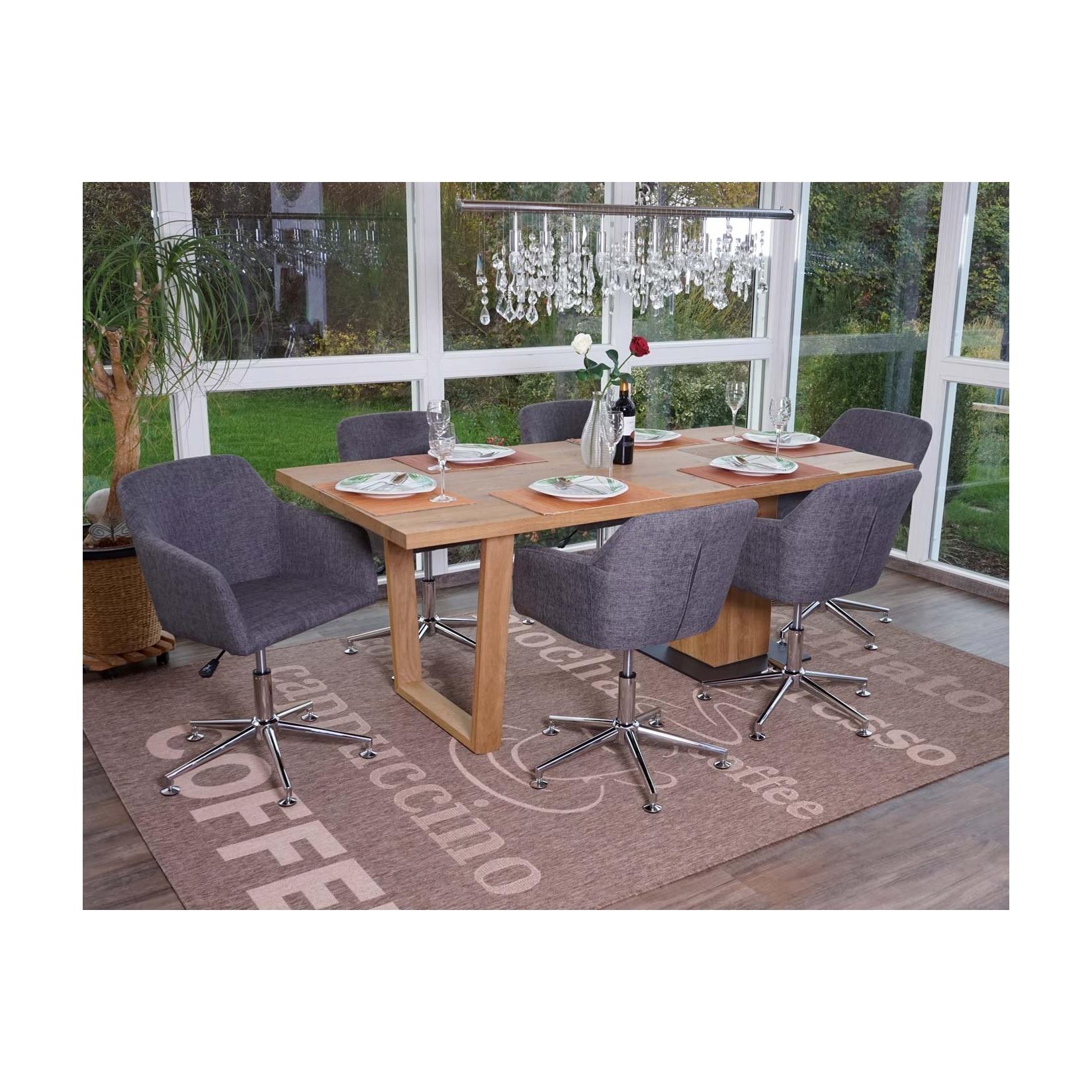 6er-Set Esszimmerstuhl MCW-A74, Drehstuhl Loungesessel, höhenverstellbar ~ Textil, grau