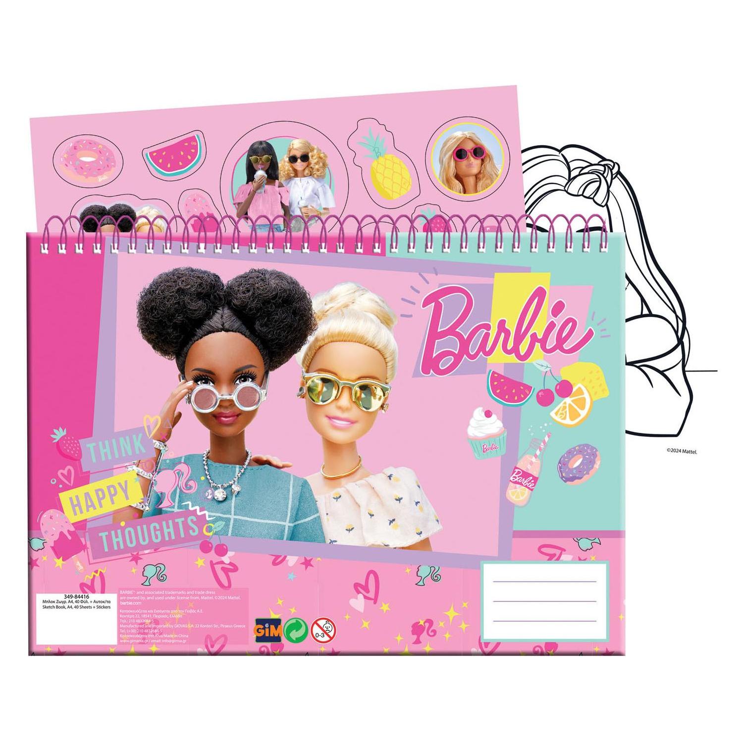 Zeichenblock Barbie, 40 Blatt inkl. Aufkleber (A4, Blanko) (47588023)