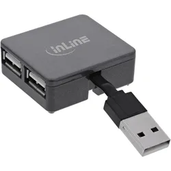 INLINE USB 2,0 4-Port Hub, USB-A Stecker auf 4x USB-A Buchse, Kabel 4cm