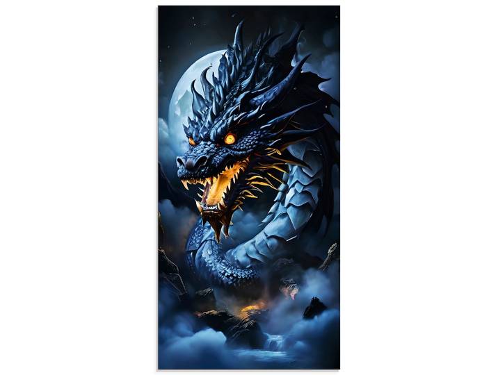 Glasbild ARTLAND Die Wut des Drachen XVII , blau (farbe bild(er): blau), B:50cm H:100cm, Bilder, Glasbild, in verschiedenen Grössen