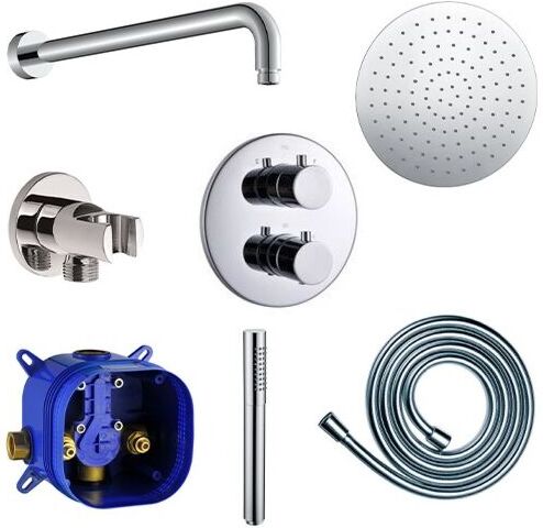 Fukana Pure Duschsystem Unterputz, chrom Thermostat, Kopfbrause, Handbrause, Komplettset