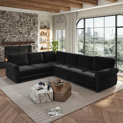 Unbranded 5 Seat & 6 Seat Upholstered Chenille L Shape Sectional Sofa for Living Room