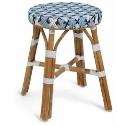 Bistromania AUTEUIL TERRASSTOEL - Rotan - Blauw-wit vlechtwerk - D 35 x H 45 cm