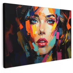 LEINWANDBILD Frau - Porträt - Farbenfroh - Kunst Gemälde 60x40 cm