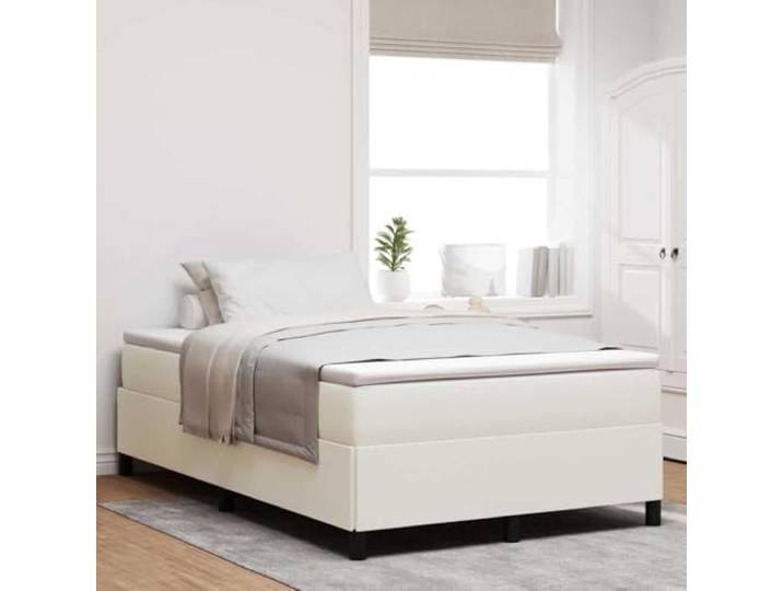 YUTAASU Boxspringbett Creme 120x190 cm Cordstoff Holzgestell Kiefer, Lattenrost Inklusive, Kunststoffbeine Schwarz, Pflegeleicht