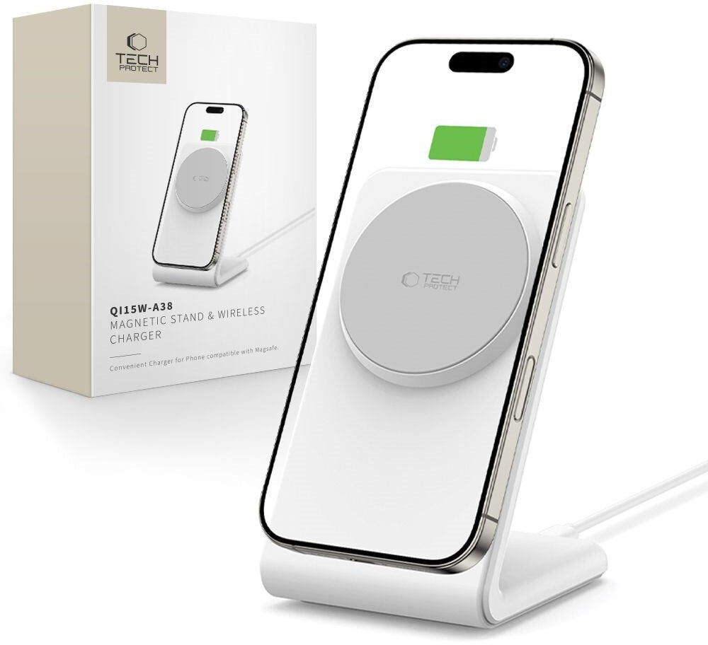 Tech-Protect QI15W-A38 Magsafe Trådløs Oplader 15W - Hvid