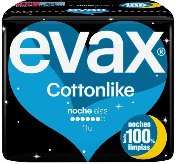 Evax Super Night Wings Hochwertige, baumwollartige Kompressen, 11