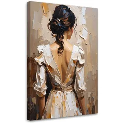 LEINWANDBILD Frau in weißem Kleid Farbeffekt 70x100cm