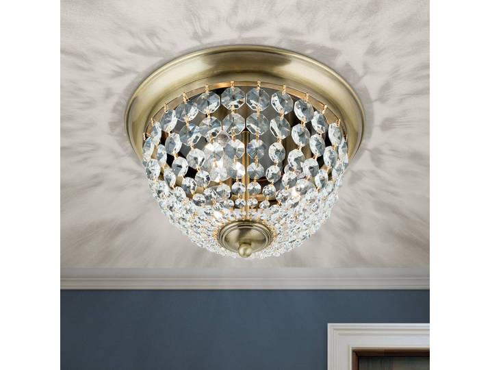 ORION Kristall Deckenleuchte Plafond, dimmbar, bronze / altmessing, für Wohn- / Esszimmer, Metall