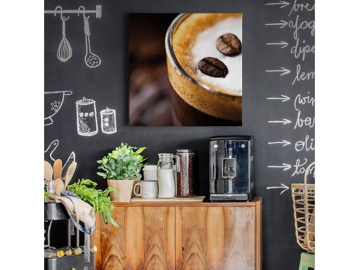 Wandbild Kaffee Polyester PVC / Fichtenholz Braun 50 x 50cm