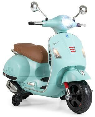 Costway 12V Kids Electric Motorcycle Licensed VESPA with Music and Training Wheels-Green