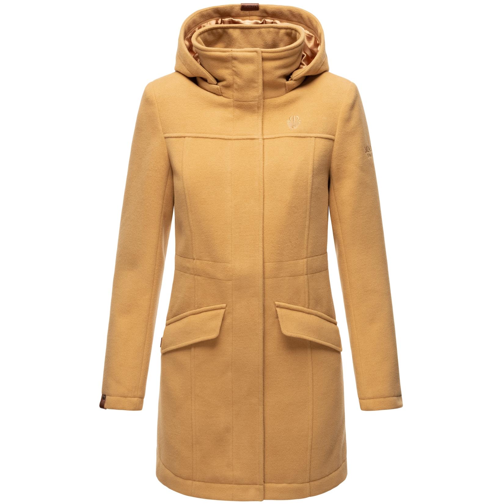 MARIKOO Damen Mantel Winterjacke in Woll Optik mit abnehmbarer Kapuze Leilaniaa