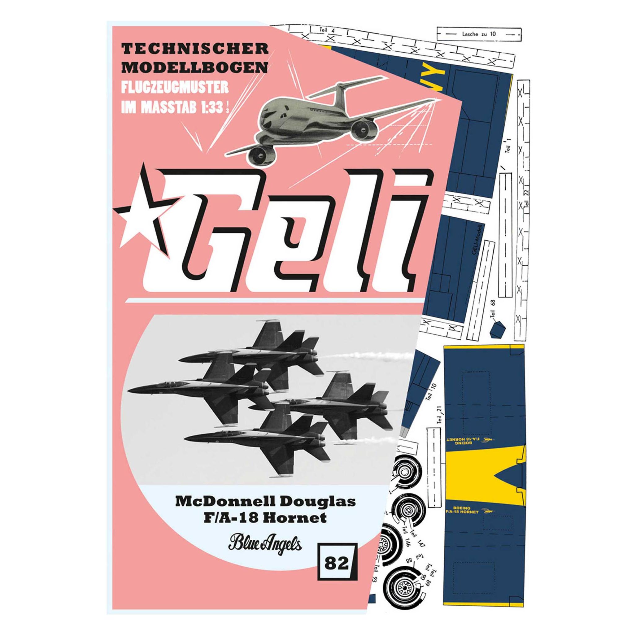 Geli mc donell douglas f-18 "blue angels" # 82 kartonmodell (Motorflugzeug) (34082)