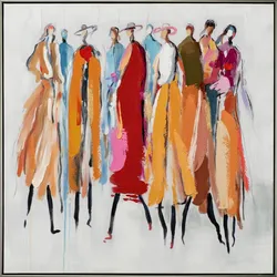 Gemälde FARBENFROHE DAMENRUNDE (LBH 82,50x82,50x4,50 cm) - bunt - LBH 82,50x82,50x4,50 cm
