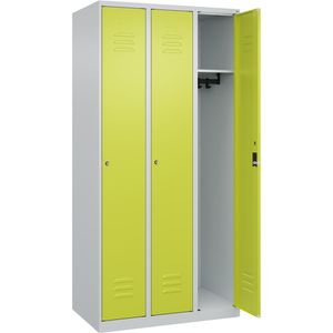 CP-Möbel Spind Classic PLUS, grün, 3 Abteile, mit Zylinderschloss, 90 x 185 cm