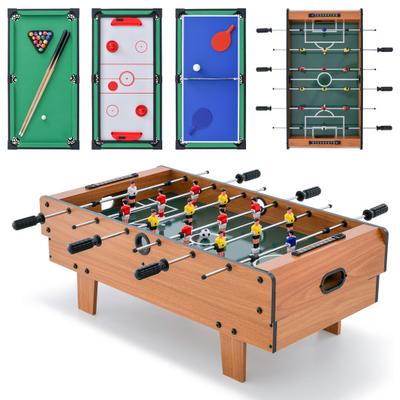 Costway 4-in-1 Combo Game Table Set Foosball Table with Billiards and Hockey