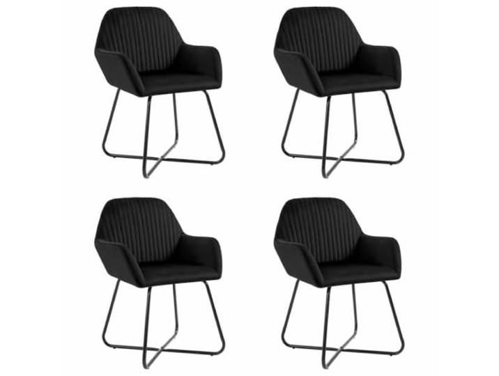 KDVXBCQJH Esszimmerstühle 4er Set Samt Schwarz Polsterstuhl Armlehne Gemütliches 4-teiliges Set aus Samt mit stabilen Stahlbeinen für modernes Ambiente im Wohnzimmer oder Esszimmer.