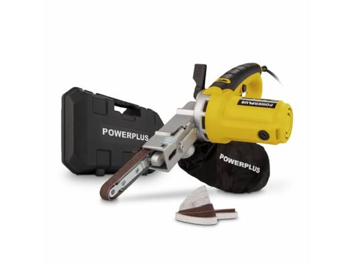 Powerplus Lime à Bande Électrique de 400 W POWX139 - Ponceuse à Bande Abrasive 457 x 13 mm - Vitesse Max. de 1700 min-1 - avec Coffret et 10 Accessoires