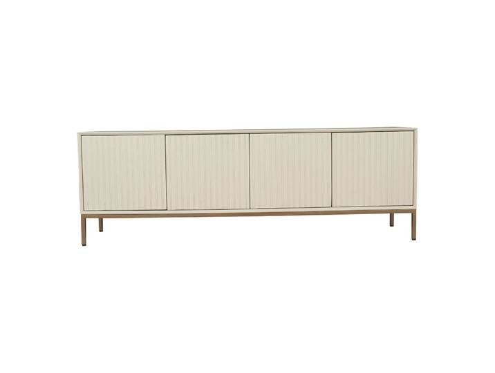 Meuble tv beige, 4 portes rainurées 165 cm