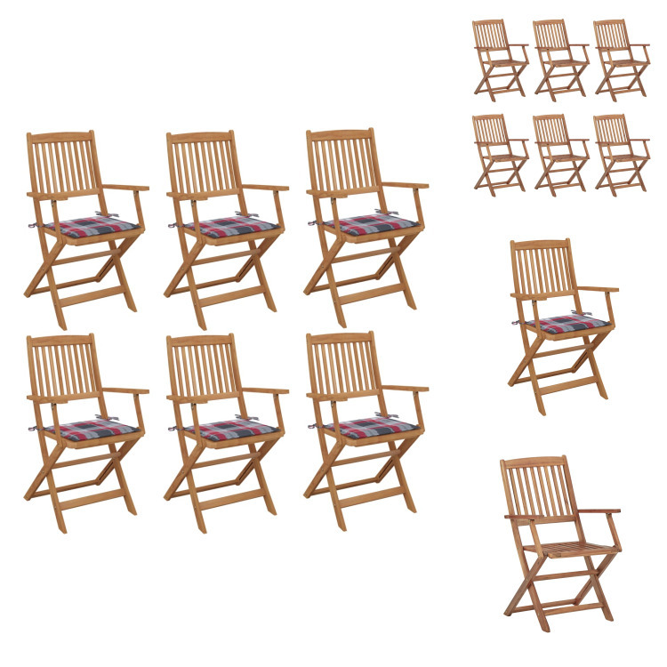 vidaXL Klappbare Gartenstühle 6 Stk. mit Kissen Massivholz Akazie - Gartenstühle