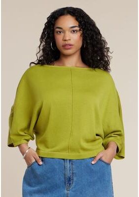 Plus Size Women's Oversized Cape Sweater by ELOQUII in Pear Liqueur (Size 18/20)