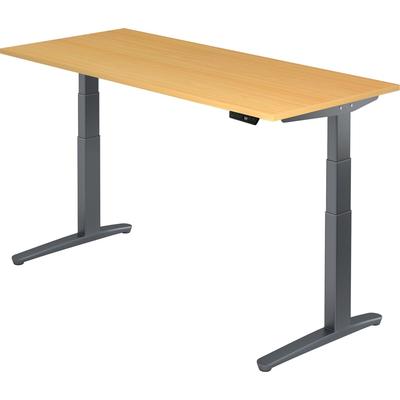 Hammerbacher Sitz-Steh-Schreibtisch elektrisch 180x80cm Buche/Graphit