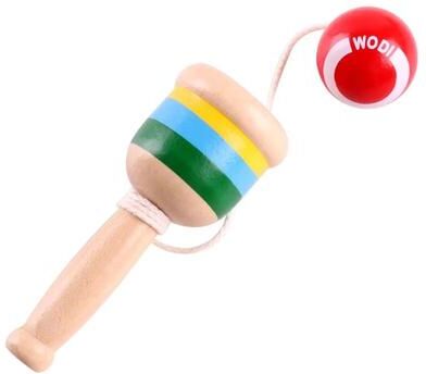 Inspire Curations Montessori Wooden Cup and Ball Skill Toy, Throw and Catch Game For Kids red