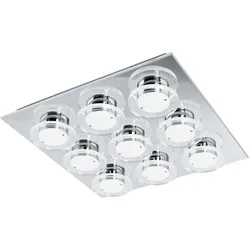 EGLO, Deckenleuchte, 94487 Cisterno LED Wandleuchte / Deckenleuchte 9x4.5W Edelstahl chrom klar satiniert (4320 lm)