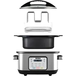 Tesla MultiCook M80 Deluxe 10in1 Multifunktionaler Elektrischer Topf, Dampfgarer + Reiskocher, Silber