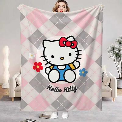 Shop Station Hello Kitty Flannel Throw Blanket Soft Kawaii Sofa & Cozy Bed Blanket pink 29.53 39.37 In